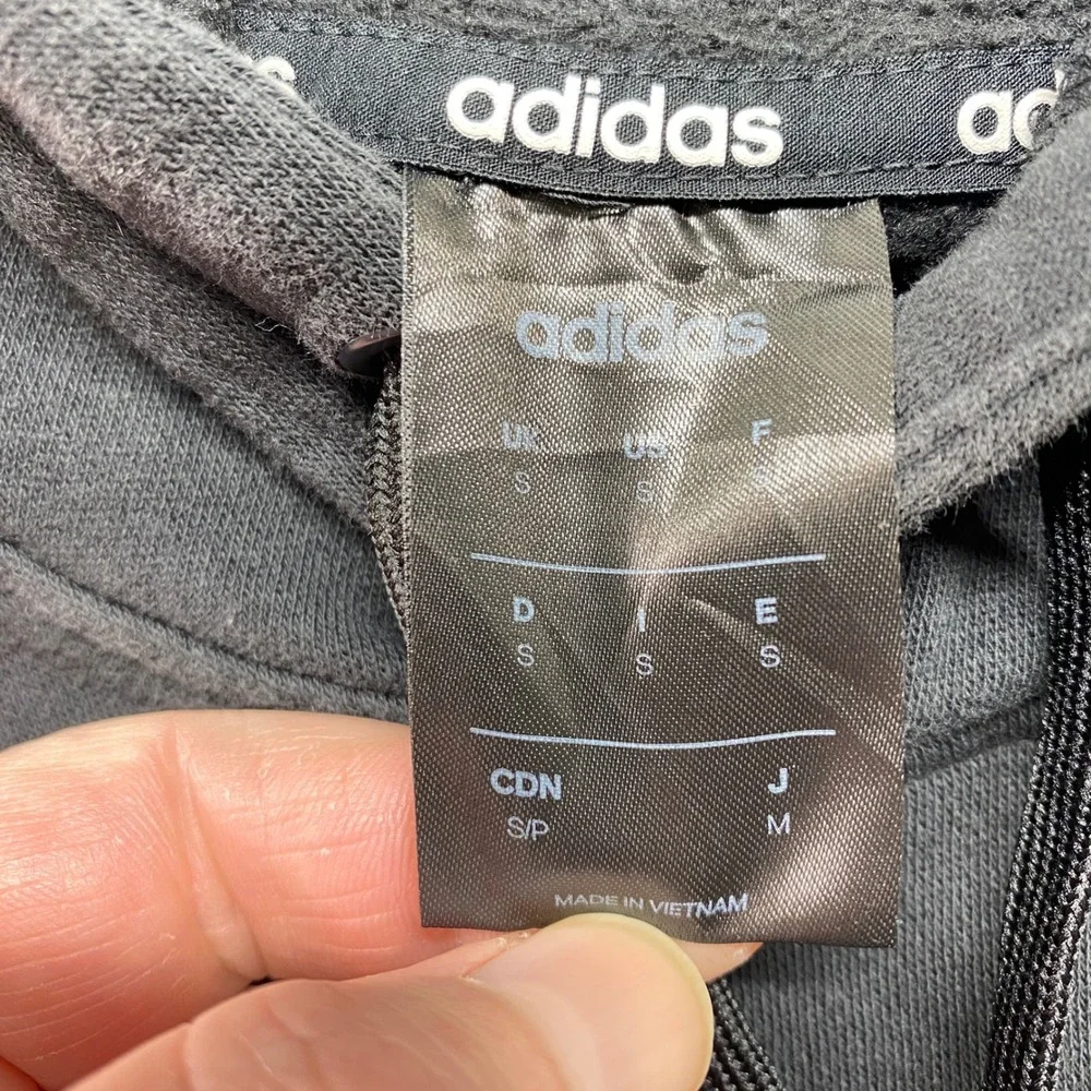 Adidas Sweatshirt Mens Small Black Hoodie with‎ White Stripes Long Sleeve